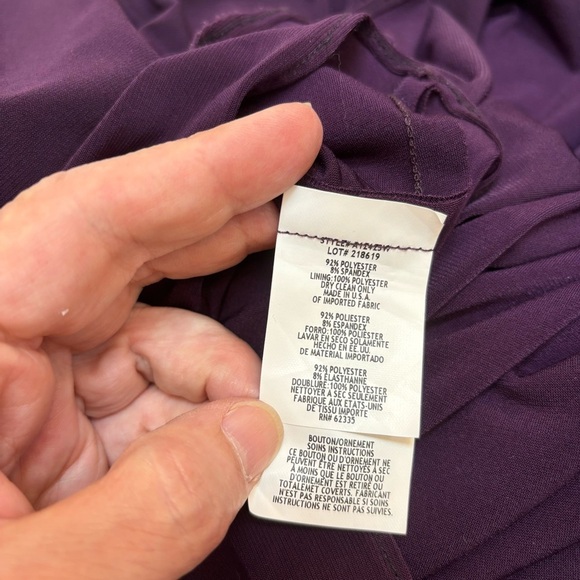 Betsy & Adam Sleeveless Draped Purple Evening Gown Rhinestone Accents 22W - Picture 12 of 13